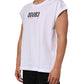 White Cotton Sleeveless Printed Tank T-shirt