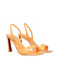 Orange Leather Stiletto Heels Sandals