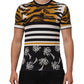 Multicolor Leopard Palm Leaf Men Crew Neck T-shirt