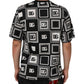 Black Logo Monogram Cotton Crew Neck T-shirt