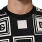 Black Logo Monogram Cotton Crew Neck T-shirt