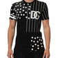 Black Cotton Polka Dots Round Neck T-shirt