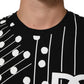Black Cotton Polka Dots Round Neck T-shirt