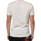 White Cotton Logo Print Crew Neck Men T-shirt