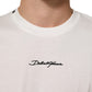 White Cotton Logo Print Crew Neck Men T-shirt