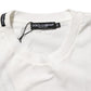 White Cotton Logo Print Crew Neck Men T-shirt