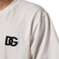 White Cotton Logo Print Crew Neck T-shirt