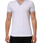 White Short Sleeves Deep V-Neck Men T-shirt