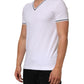 White Short Sleeves Deep V-Neck Men T-shirt