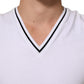 White Short Sleeves Deep V-Neck Men T-shirt