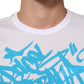 White Graphic Print Cotton Crew Neck T-shirt
