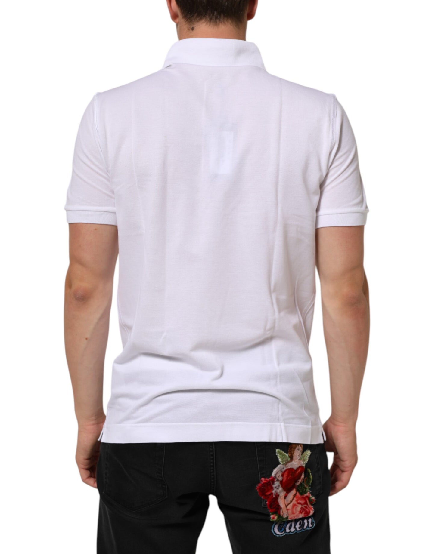 White Collared Short Sleeves Polo Men T-shirt