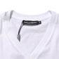 White Cotton Logo Patch V-neck Tee T-shirt
