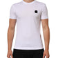 White Cotton Logo Patch Crew Neck  T-shirt