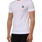 White Cotton Logo Patch Crew Neck  T-shirt