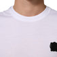 White Cotton Logo Patch Crew Neck  T-shirt