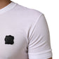 White Cotton Logo Patch Crew Neck  T-shirt