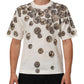 White Coin Print Cotton Crew Neck Men T-shirt