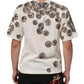 White Coin Print Cotton Crew Neck Men T-shirt