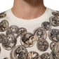 White Coin Print Cotton Crew Neck Men T-shirt