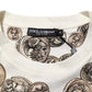 White Coin Print Cotton Crew Neck Men T-shirt