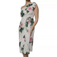 White Floral Silk One Shoulder Midi Dress