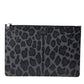 Multicolor Leopard Jacquard Logo Plaque Document Briefcase Bag
