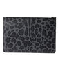 Multicolor Leopard Jacquard Logo Plaque Document Briefcase Bag