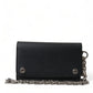 Black Leather Logo Embossed Mini Bifold Wallet Borse Bag