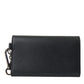 Black Leather Logo Embossed Mini Bifold Wallet Borse Bag