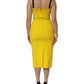 Yellow Polyester Sleeveless Sheath Midi Dress