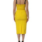 Yellow Polyester Sleeveless Sheath Midi Dress