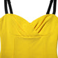 Yellow Polyester Sleeveless Sheath Midi Dress