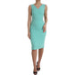 Green Viscose Sleeveless Sheath Midi Dress