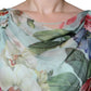 Blue Floral Print Tiered Long Maxi Dress