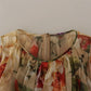 Beige Floral Sleeveless A-line Mini Dress