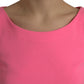 Pink Polyester Long Sleeves Sheath Midi Dress