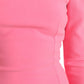 Pink Polyester Long Sleeves Sheath Midi Dress