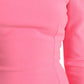 Pink Polyester Long Sleeves Sheath Midi Dress