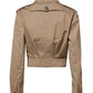 Beige Cotton Button Up Fitted Cropped Jacket