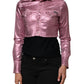 Pink Cotton Stretch Collared Cropped Jacket