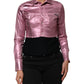 Pink Cotton Stretch Collared Cropped Jacket