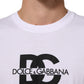 White Logo Print Cotton Crew Neck Men T-shirt