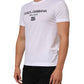 White Logo Print Cotton Men Crew Neck T-shirt