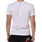 White Logo Print Cotton Men Crew Neck T-shirt