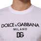 White Logo Print Cotton Men Crew Neck T-shirt