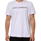 White Logo Print Cotton Crew Neck T-shirt
