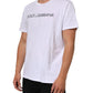 White Logo Print Cotton Crew Neck T-shirt