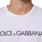 White Logo Print Cotton Crew Neck T-shirt