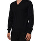 Black Cashmere Knit V-Neck Pullover Sweater